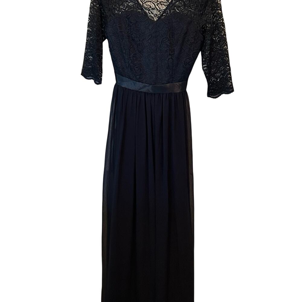 NWT BeryLove Navy Blue Lace Chiffon Formal Maxi Evening Gown Size XL